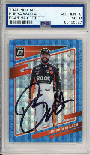 2022 PANINI OPTIC BUBBA WALLACE #54 BLUE WAVE PRIZM AUTOGRAPH PSA/DNA