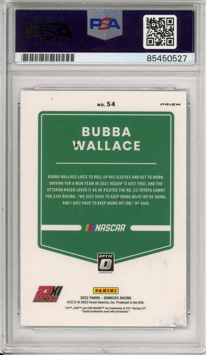 2022 PANINI OPTIC BUBBA WALLACE #54 BLUE WAVE PRIZM AUTOGRAPH PSA/DNA