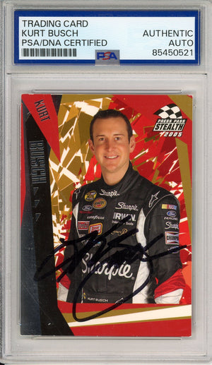 2005 PRESS PASS KURT BUSCH #29 NASCAR HOF 34 SERIES WINS AUTOGRAPH PSA/DNA