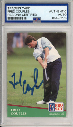 1991 PGA TOUR PRO SET FRED COUPLES #130 WORLD GOLF HOF MASTERS CHAMP AUTOGRAPH PSA/DNA