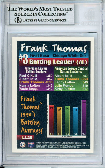 1995 TOPPS LEAGUE LEADERS FRANK THOMAS #LL28 WHITE SOX HOF AUTOGRAPH BECKETT AUTHENTIC
