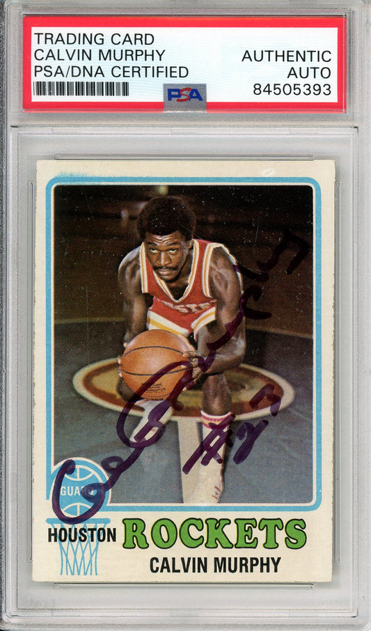 1973 TOPPS CALVIN MURPHY #13 HOF ROCKETS AUTOGRAPH PSA/DNA