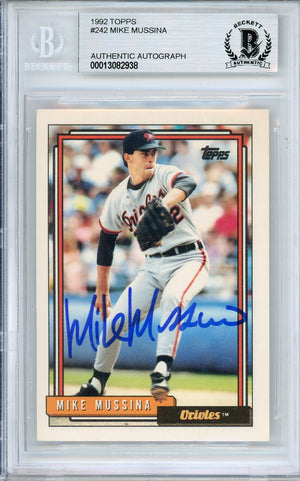1992 TOPPS MIKE MUSSINA #242 HOF AUTOGRAPH BECKETT AUTHENTIC