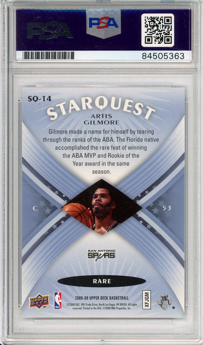 2008-09 UPPER DECK ARTIS GILMORE #SQ-14 STARQUEST HOF SPURS AUTOGRAPH PSA/DNA
