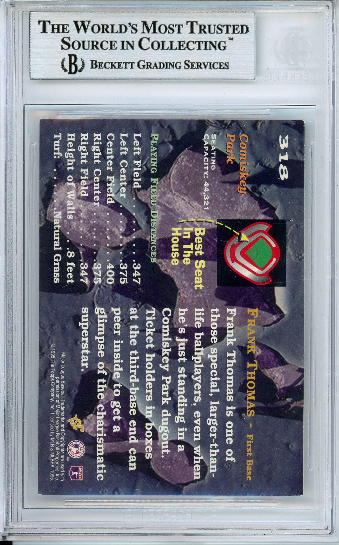 1995 STADIUM CLUB FRANK THOMAS #318 HOF AUTOGRAPH BECKETT AUTHENTIC