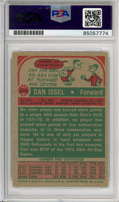 1973 TOPPS DAN ISSEL #210 HOF COLONELS AUTOGRAPH PSA/DNA