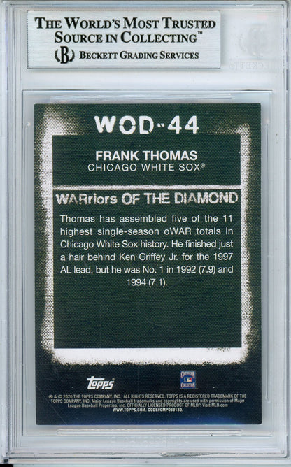 2020 TOPPS WARRIORS OF THE DIAMOND FRANK THOMAS #WOD44 HOF AUTOGRAPH BECKETT AUTHENTIC