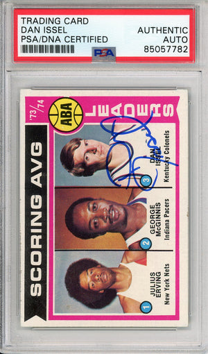 1973-74 TOPPS DAN ISSEL #207 SCORING AVG LEADERS HOF NUGGETS AUTOGRAPH PSA/DNA