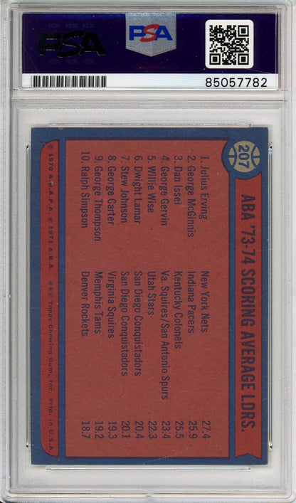 1973-74 TOPPS DAN ISSEL #207 SCORING AVG LEADERS HOF NUGGETS AUTOGRAPH PSA/DNA