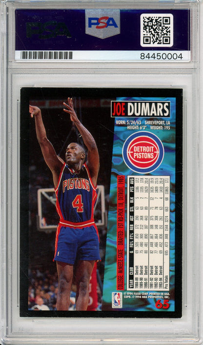1994-95 FLEER JOE DUMARS #65 HOF PISTONS AUTOGRAPH PSA/DNA