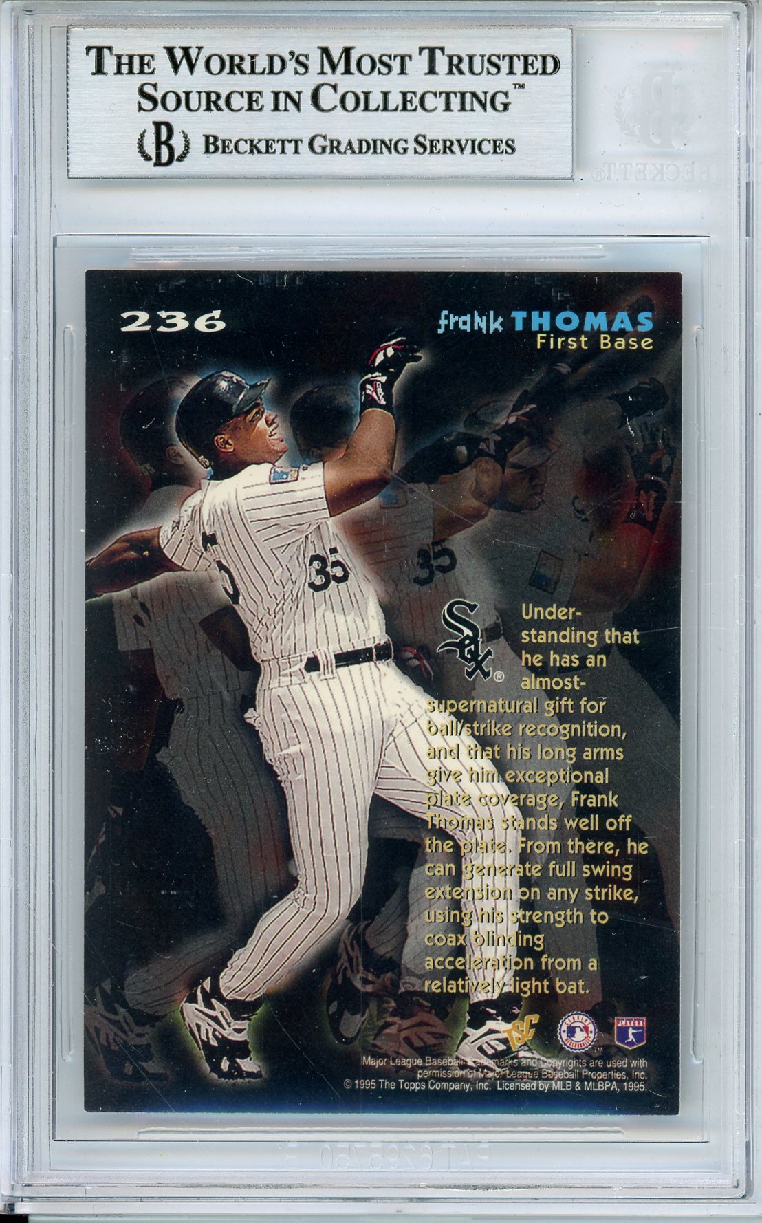 1995 STADIUM CLUB FRANK THOMAS #236 CAUSE & EFFECT HOF AUTOGRAPH BECKETT AUTHENTIC