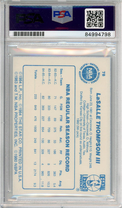 1984 STARS LASALLE THOMPSON III #78 SAC KINGS AUTOGRAPH PSA/DNA