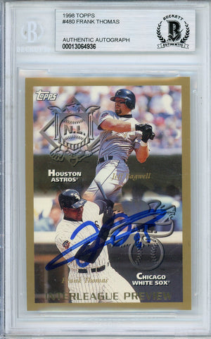 1998 TOPPS BASEBALL FRANK THOMAS #480 HOF AUTOGRAPH BECKETT AUTHENTIC
