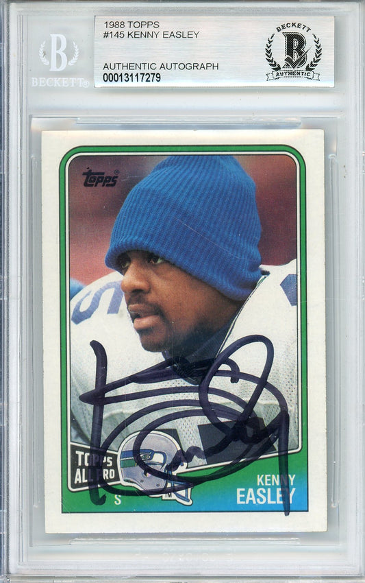 1988 TOPPS KENNY EASLEY #145 HOF SEAHAWKS 5-TIME ALL PRO BECKETT AUTOGRAPH