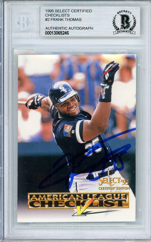 1995 SELECT CERTIFIED CHECKLISTS FRANK THOMAS #2 HOF AUTOGRAPH BECKETT AUTHENTIC