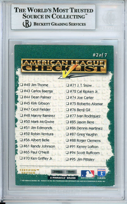 1995 SELECT CERTIFIED CHECKLISTS FRANK THOMAS #2 HOF AUTOGRAPH BECKETT AUTHENTIC