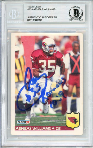 1992 FLEER AENEAS WILLIAMS #339 HOF CARDINALS 5-TIME ALL PRO BECKETT AUTOGRAPH