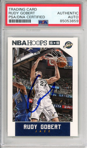 2015-16 PANINI NBA HOOPS RUDY GOBERT #138 JAZZ 4-TIME DPOY AUTOGRAPH PSA/DNA