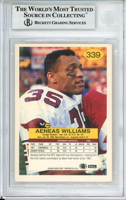 1992 FLEER AENEAS WILLIAMS #339 HOF CARDINALS 5-TIME ALL PRO BECKETT AUTOGRAPH