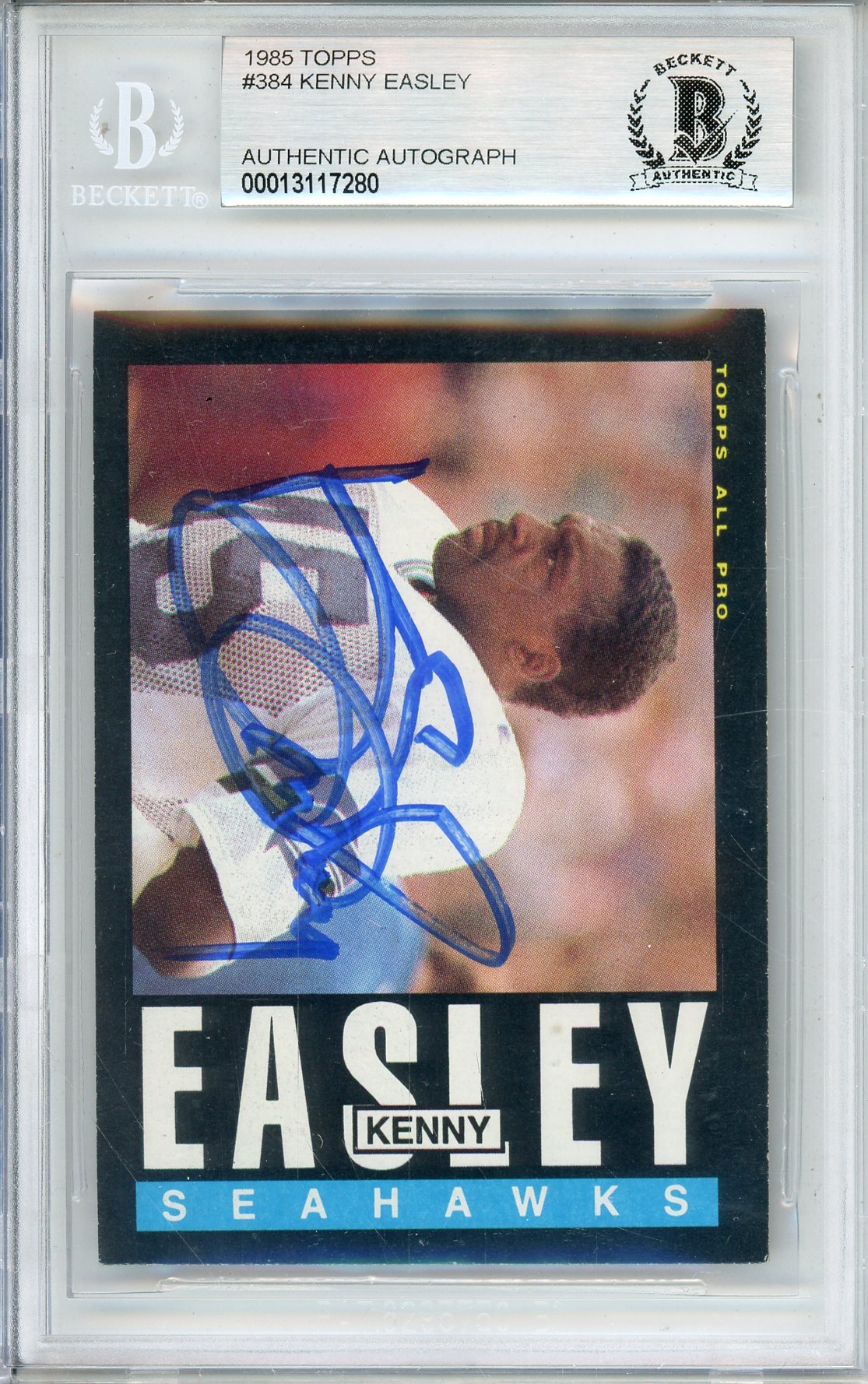 1985 TOPPS KENNY EASLEY #145 HOF SEAHAWKS 5-TIME ALL PRO BECKETT AUTOGRAPH