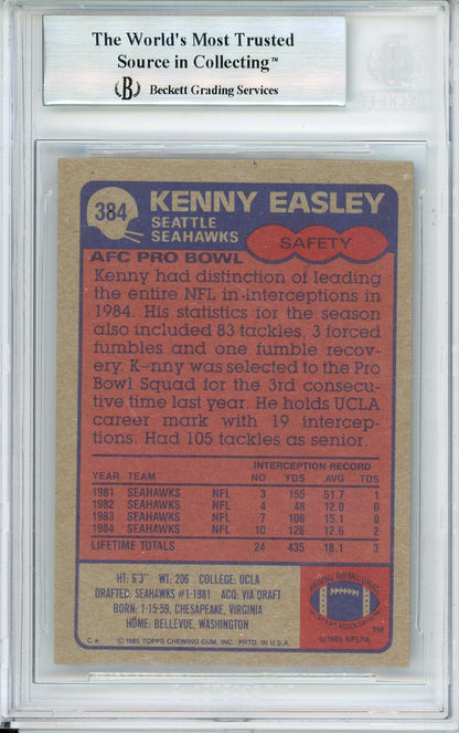 1985 TOPPS KENNY EASLEY #145 HOF SEAHAWKS 5-TIME ALL PRO BECKETT AUTOGRAPH