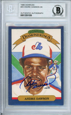 1986 DONRUSS BASEBALL ANRE DAWSON DK #25 EXPOS HOF AUTOGRAPH BECKETT AUTHENTIC