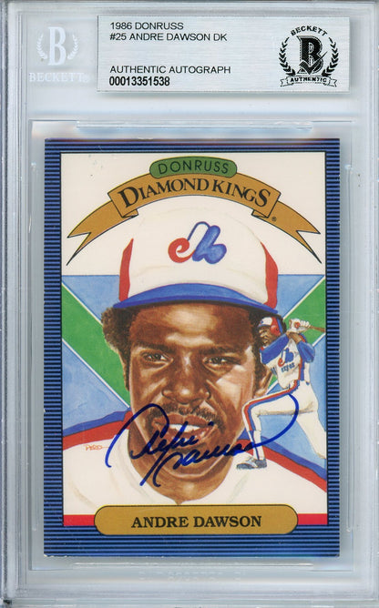 1986 DONRUSS BASEBALL ANRE DAWSON DK #25 EXPOS HOF AUTOGRAPH BECKETT AUTHENTIC