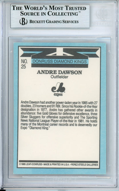 1986 DONRUSS BASEBALL ANRE DAWSON DK #25 EXPOS HOF AUTOGRAPH BECKETT AUTHENTIC