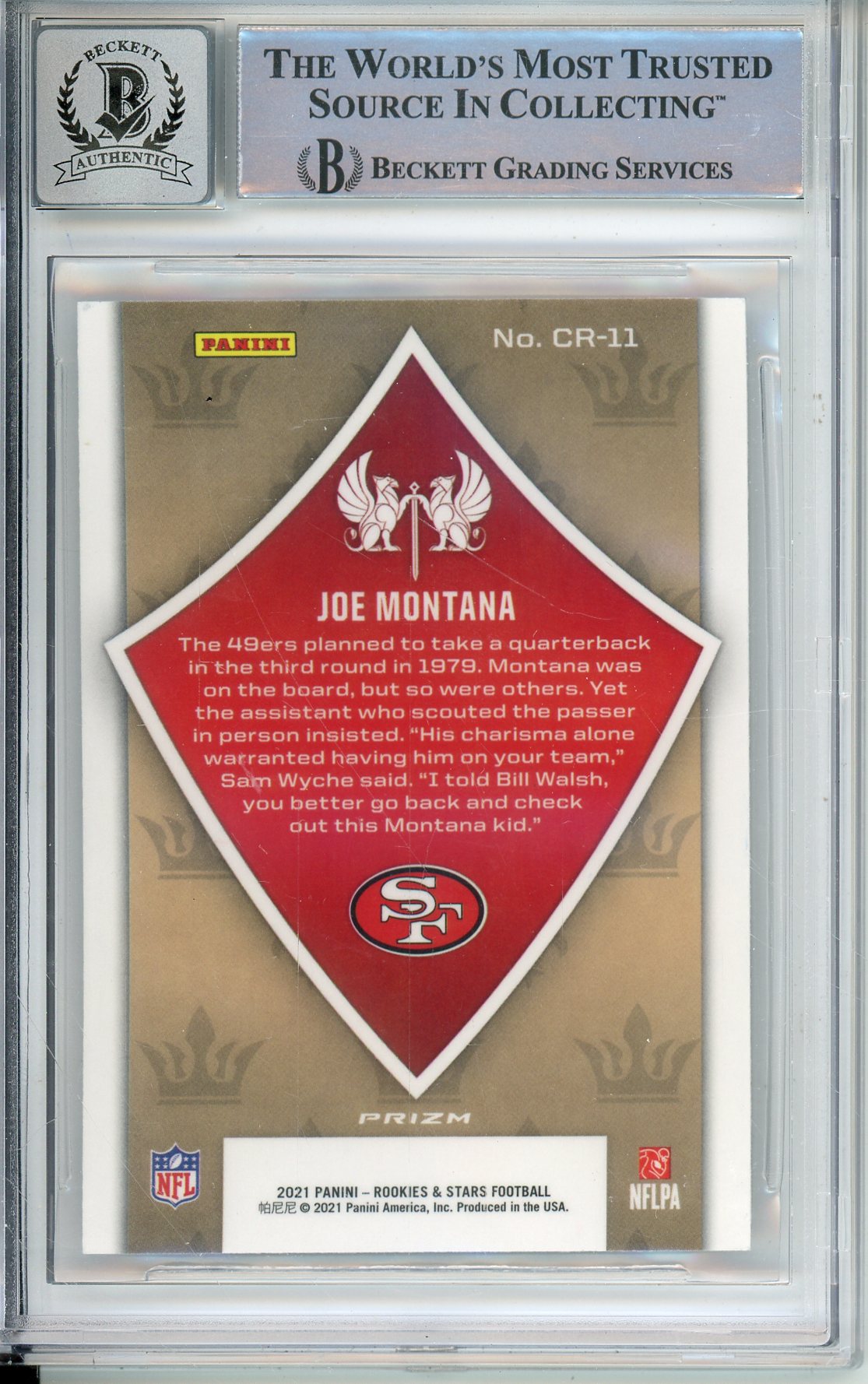 2021 ROOKIES & STARS JOE MONTANA #11 HOF 49ERS 4-TIME SUPER BOWL CHAMP BECKETT AUTOGRAPH