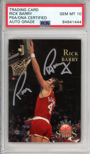 1996 TOPPS NBA STARS RICK BARRY #105 WARRIORS SILVER INK AUTOGRAPH PSA/DNA AUTO GRADE GEM MT 10