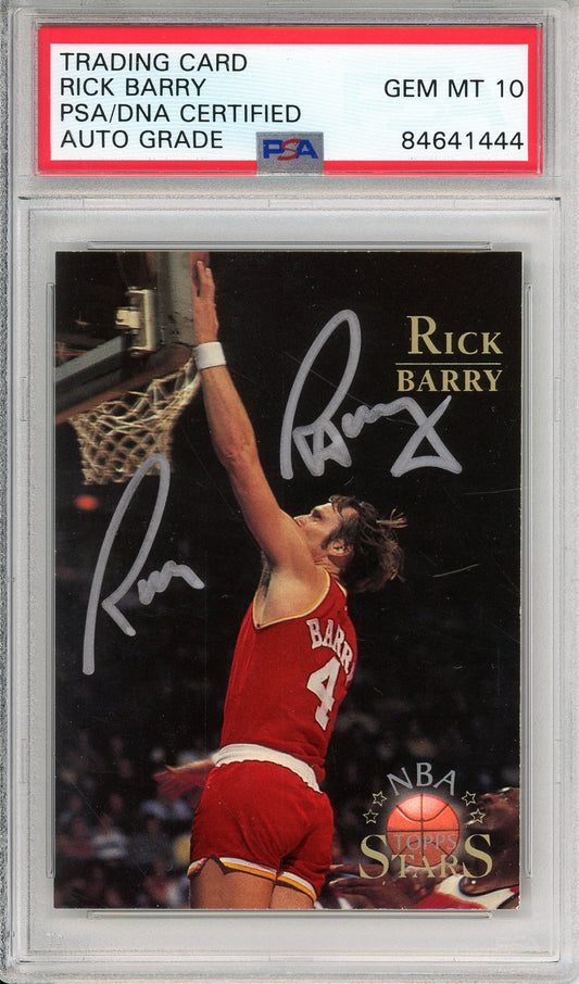 1996 TOPPS NBA STARS RICK BARRY #105 WARRIORS SILVER INK AUTOGRAPH PSA/DNA AUTO GRADE GEM MT 10