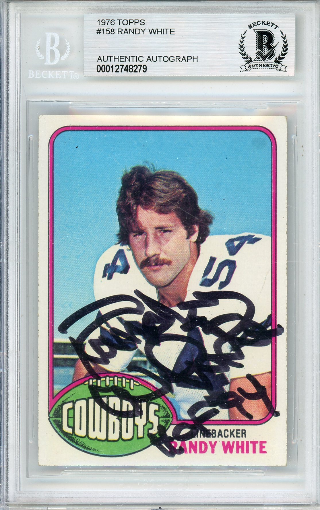 1976 TOPPS RANDY WHITE #158 HOF COWBOYS 8-TIME ALL PRO BECKETT AUTOGRAPH
