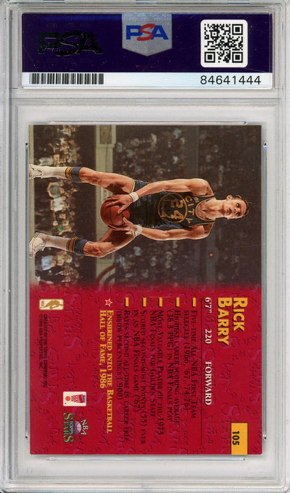 1996 TOPPS NBA STARS RICK BARRY #105 WARRIORS SILVER INK AUTOGRAPH PSA/DNA AUTO GRADE GEM MT 10