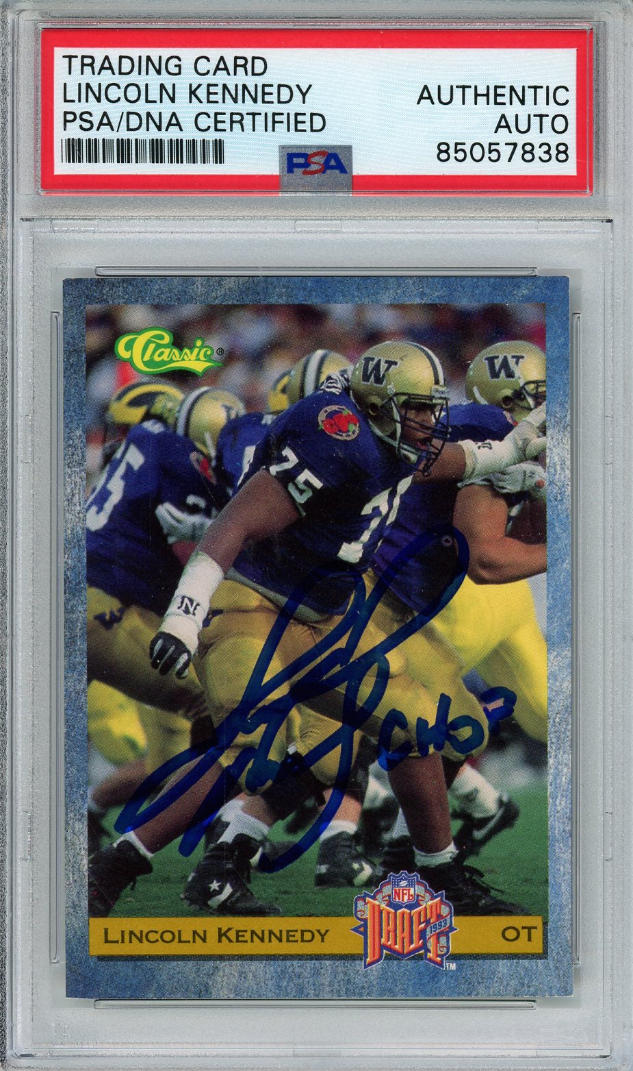 1993 CLASSIC NFL DRAFT LINCOLN KENNEDY RC #9 AUTO SIGNED PSA/DNA