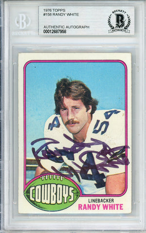 1976 TOPPS RANDY WHITE #158 HOF COWBOYS 8-TIME ALL PRO BECKETT AUTOGRAPH