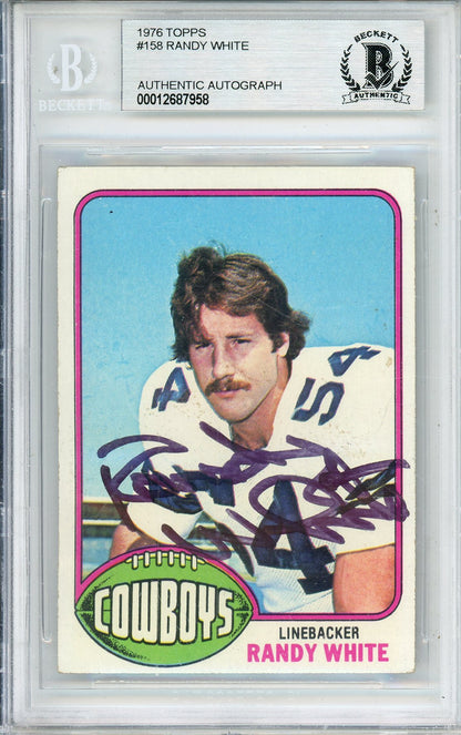 1976 TOPPS RANDY WHITE #158 HOF COWBOYS 8-TIME ALL PRO BECKETT AUTOGRAPH