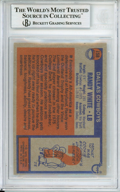 1976 TOPPS RANDY WHITE #158 HOF COWBOYS 8-TIME ALL PRO BECKETT AUTOGRAPH