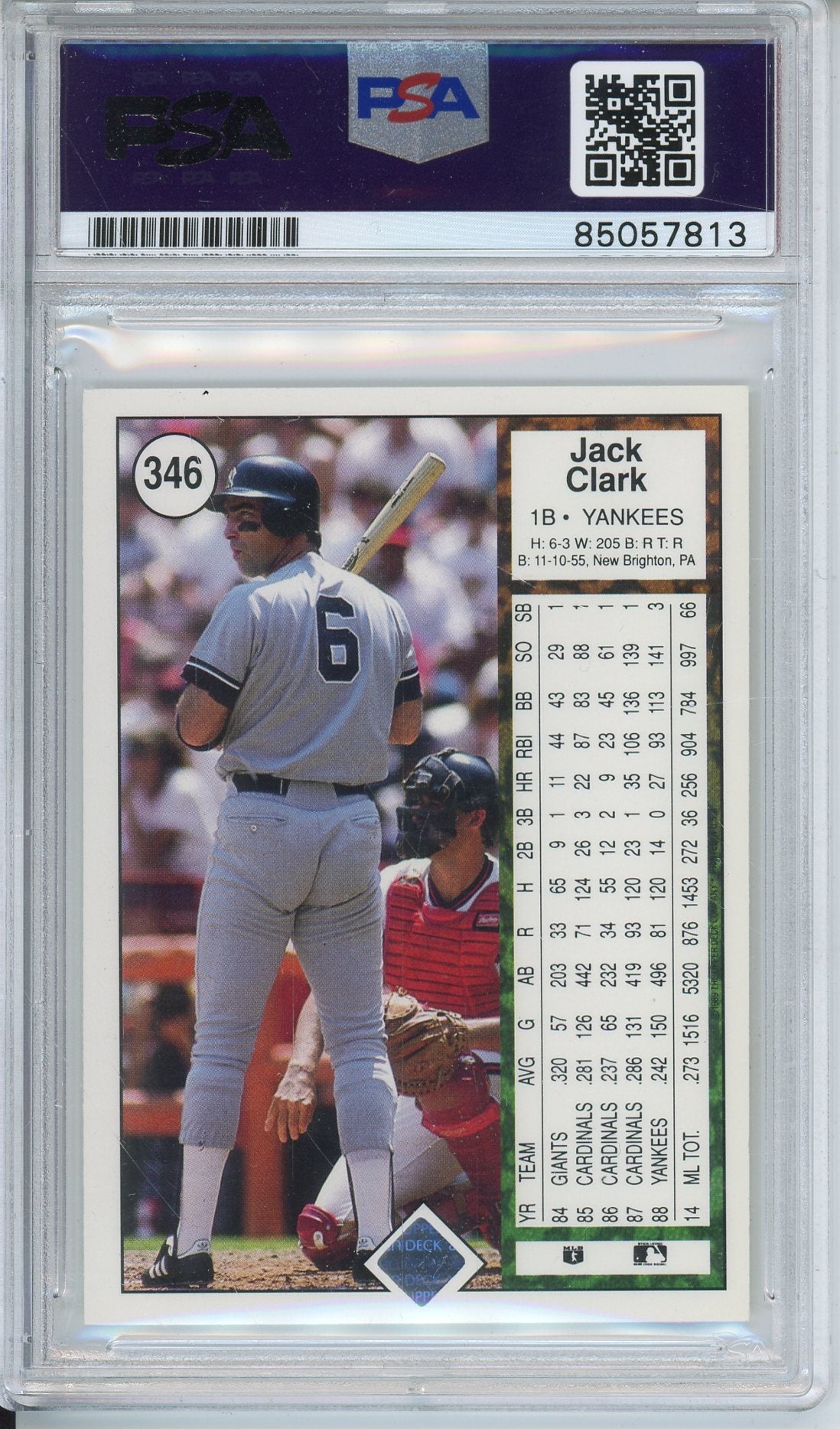 1989 UPPER DECK JACK CLARK #346 ROOKIE AUTOGRAPH PSA/DNA