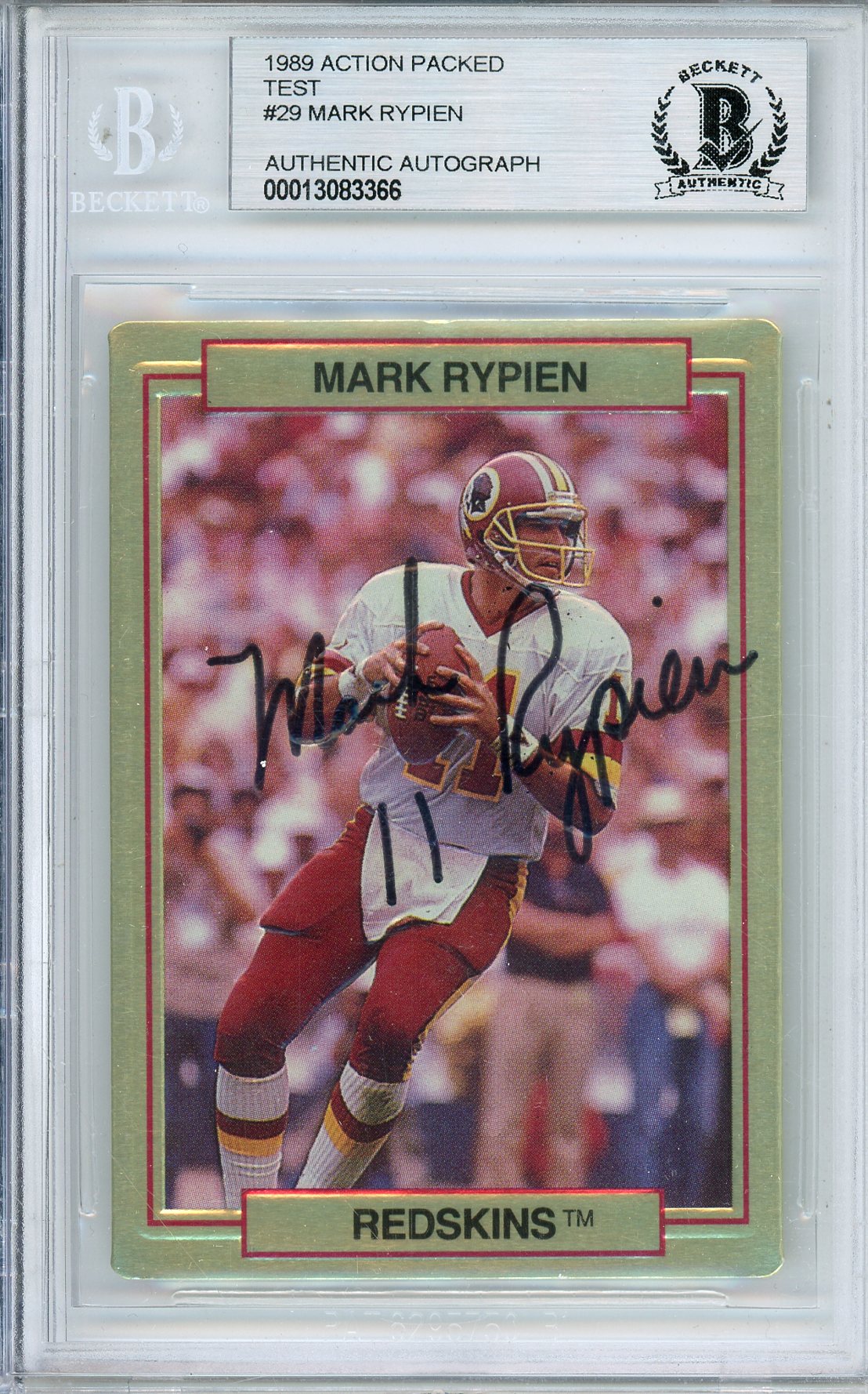 1989 ACTION PACKED MARK RYPIEN #29 AUTOGRAPH BGS AUTHENTIC