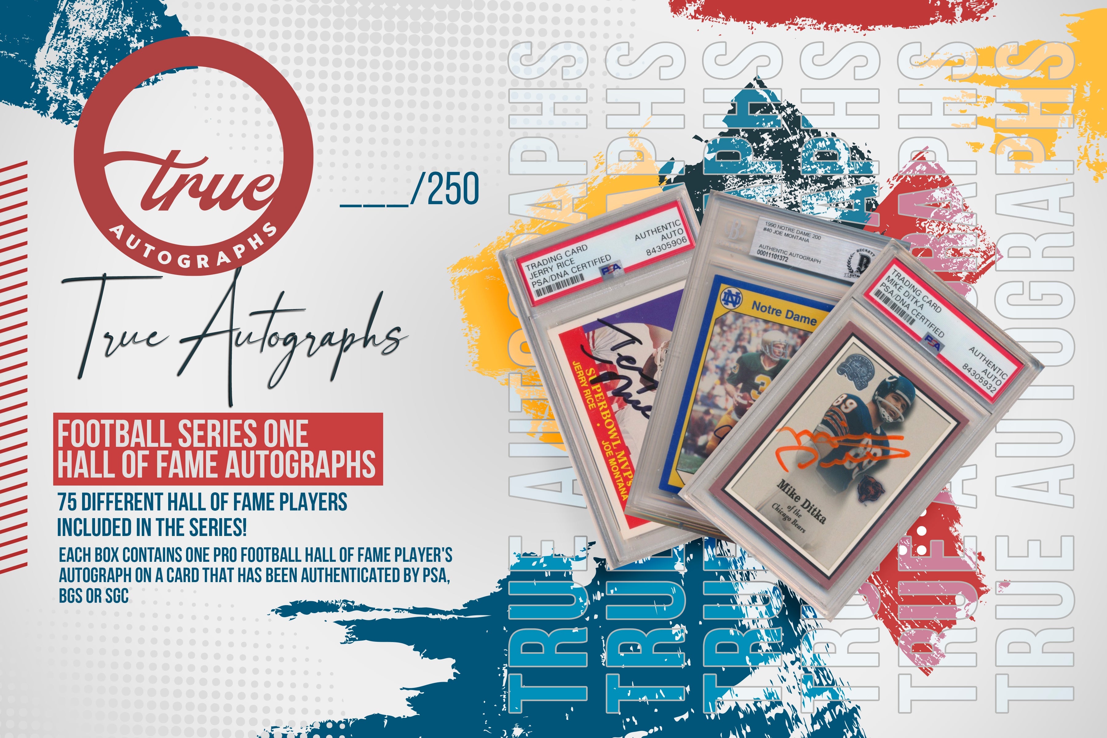 FOOTBALL HALL OF FAME SERIES ONE - ONE AUTOGRAPHED SLABBED CARD PER BOX