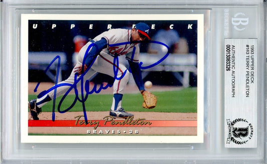 1993 UPPER DECK TERRY PENDLETON AUTO #163 BECKETT BAS