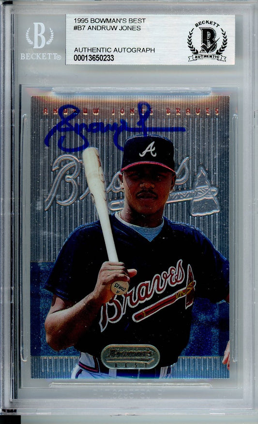 1995 BOWMAN'S BEST ANDRUW JONES AUTO RC ROOKIE #B7 BECKETT BAS