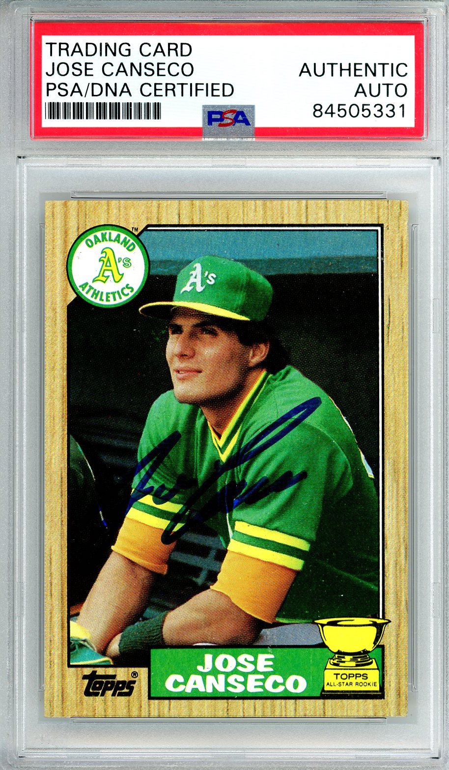 1987 TOPPS JOSE CANSECO AUTO RC ROOKIE #620 PSA DNA (331)