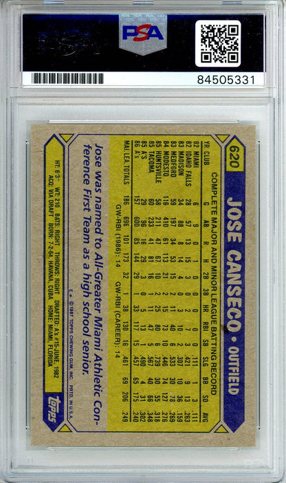 1987 TOPPS JOSE CANSECO AUTO RC ROOKIE #620 PSA DNA (331)