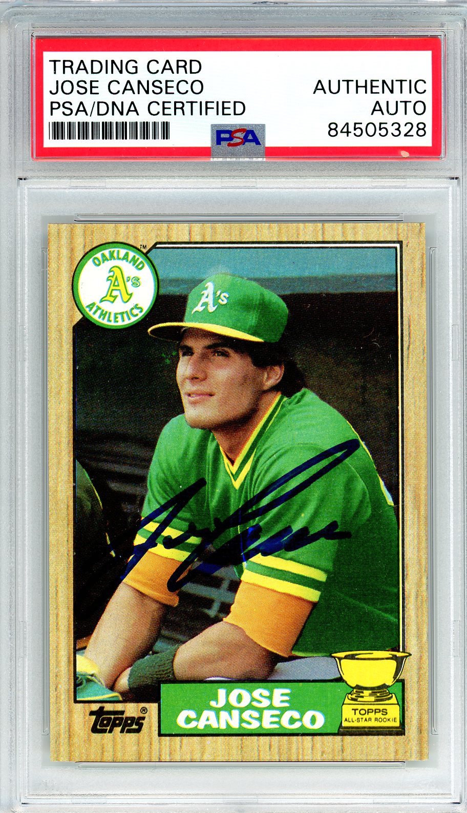 1987 TOPPS JOSE CANSECO AUTO RC ROOKIE #620 PSA DNA (328)