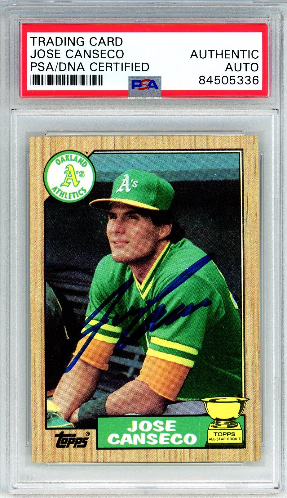 1987 TOPPS JOSE CANSECO AUTO RC ROOKIE #620 PSA DNA (336)