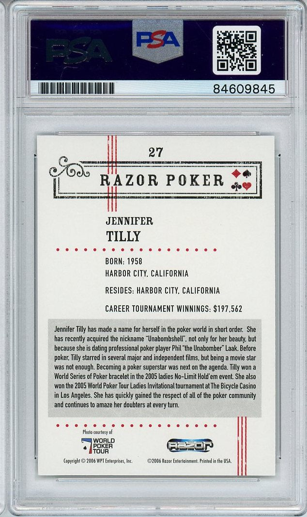JENNIFER TILLY AUTOGRAPHED RAZOR POKER CARD PSA/DNA