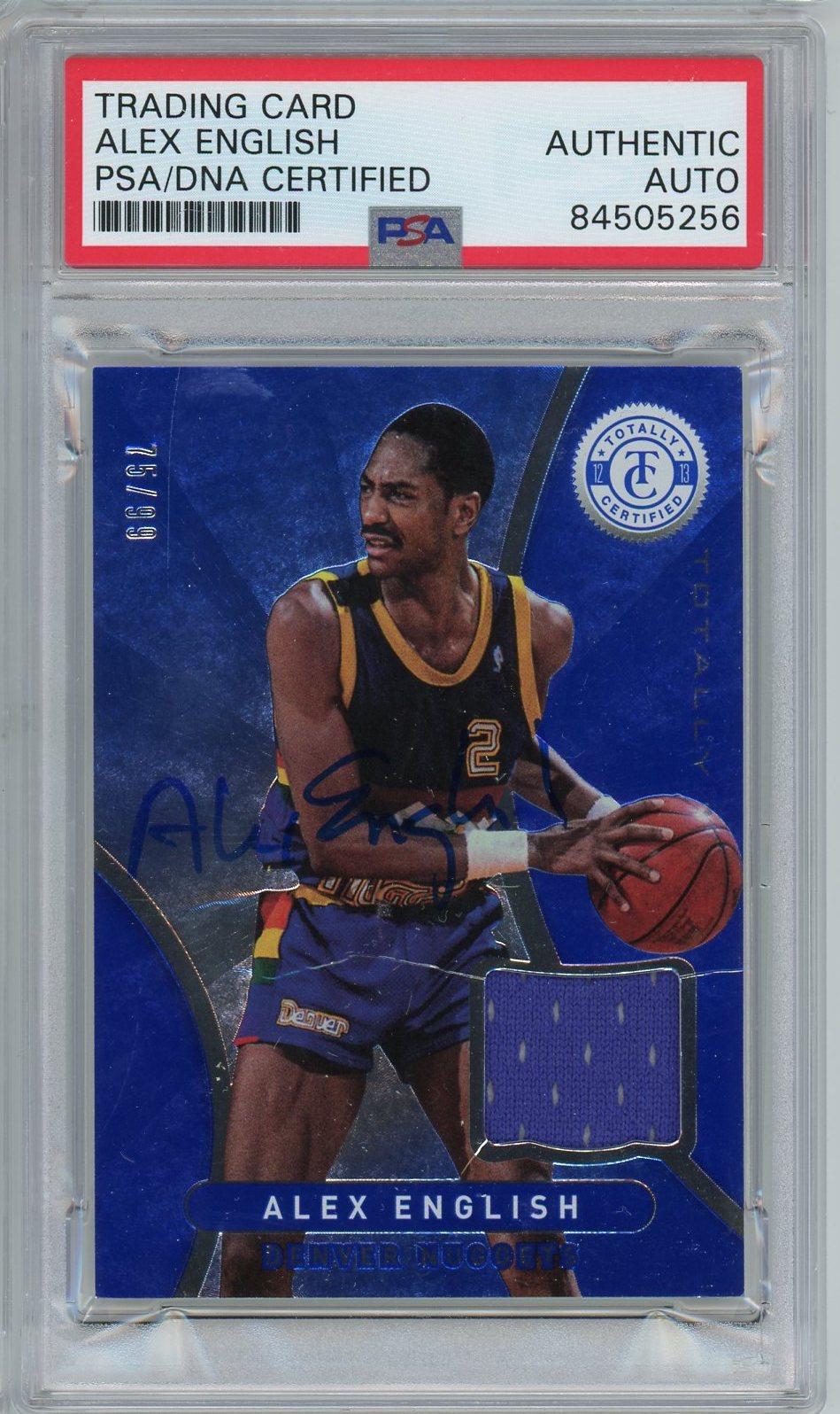 2013 PANINI TOTALLY CERTIFIED ALEX ENGLISH BLUE JERSEY #75/99 #85 PSA/DNA AUTO