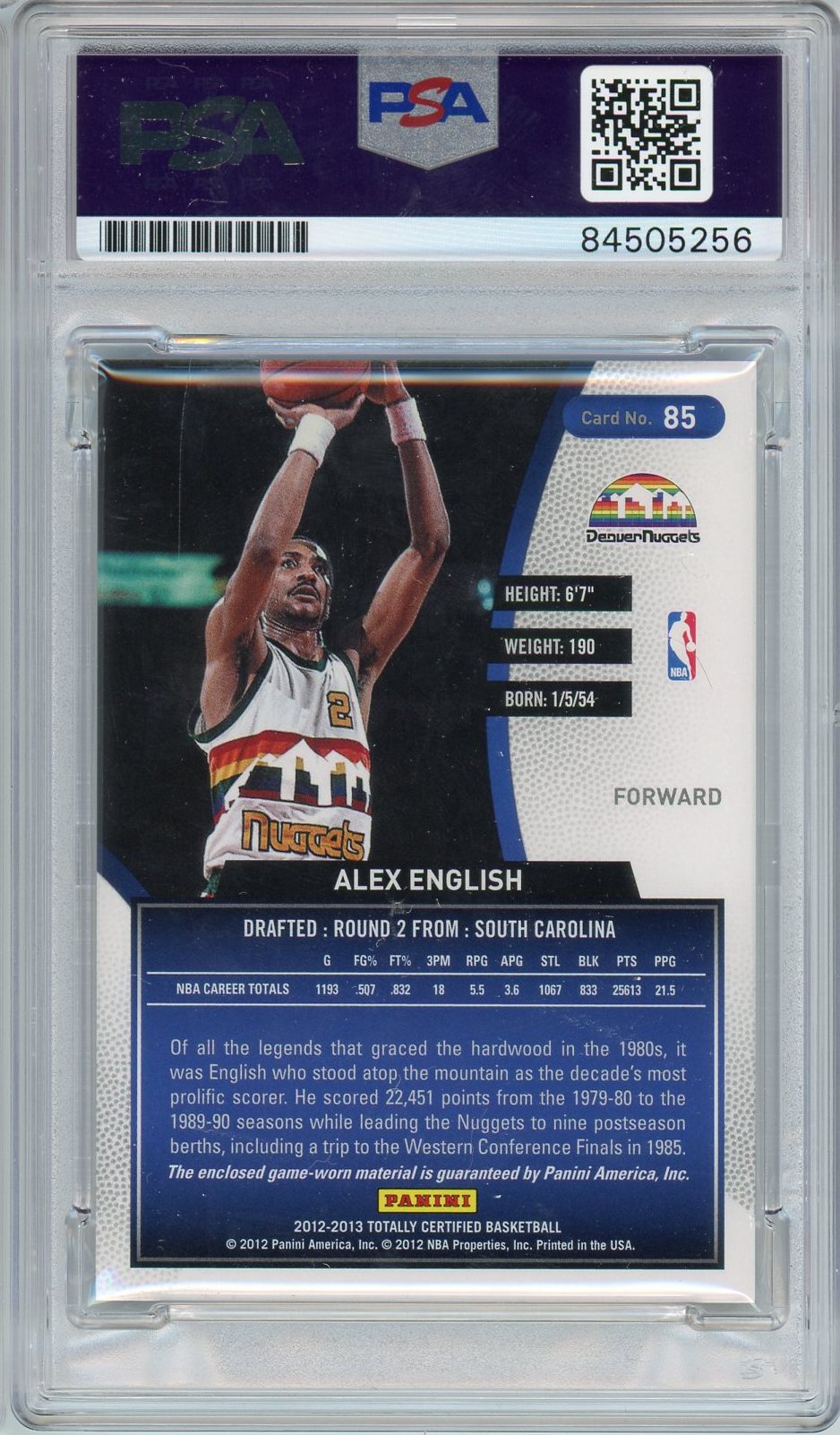 2013 PANINI TOTALLY CERTIFIED ALEX ENGLISH BLUE JERSEY #75/99 #85 PSA/DNA AUTO