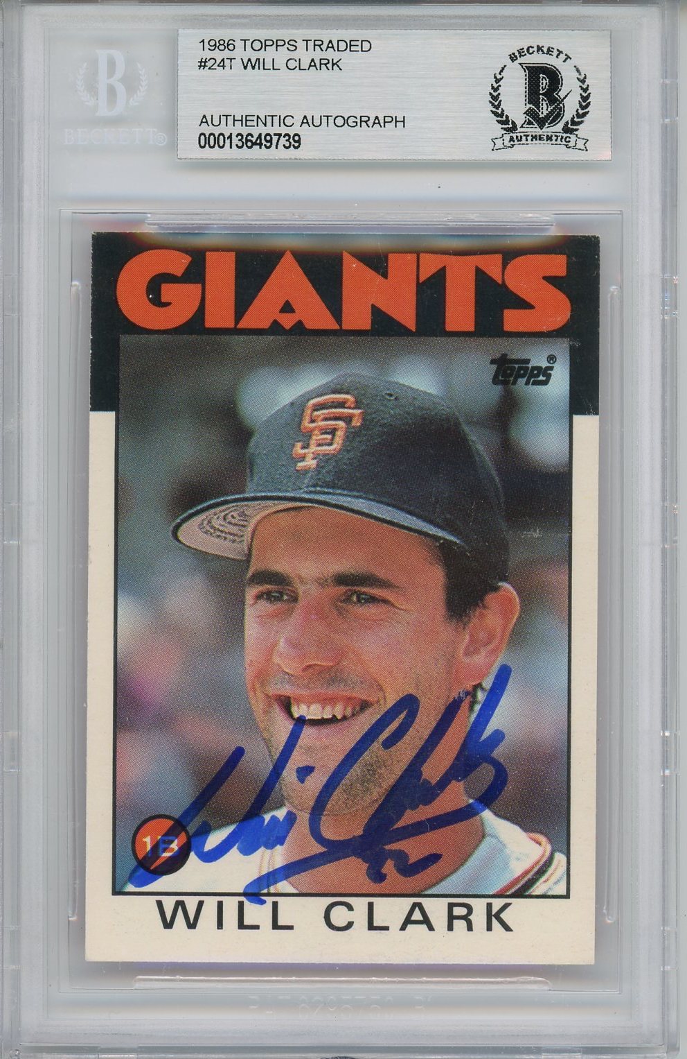 1986 TOPPS TRADED WILL CLARK ROOKIE #24T BAS AUTO
